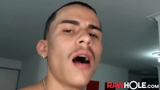 Latino jock tyga plays with his huge cock solo