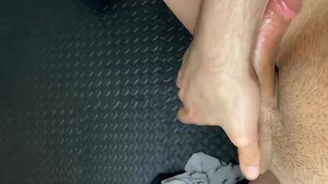 Barbell workout with huge dick solo cumshot