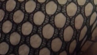 Yulia in fishnet stockings and fetish gloves teases fat cock and wags ass!