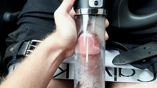 Man experiences intense orgasm from electric pump