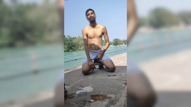 Indian public nudity and big dick cumshot
