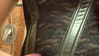 Leather-clad tease with butt plug and edging dirty talk