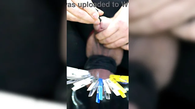 Amateur webcam slave experiences cbt clamps, peehole sounding, hot wax candle, and flame on dickhead
