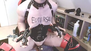 Extreme nipple pumping fetish pig