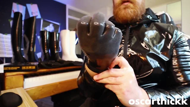 Unboxing & trying on oscar thickk latex gloves
