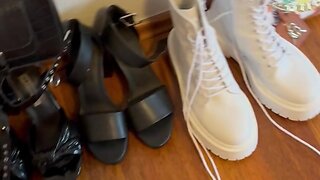 Compilation of heels, boots, and handbags