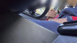 Car cruising - he could not resist watching me wank - his touch on my dick