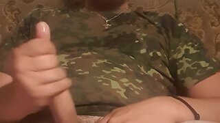 Army man masturbates