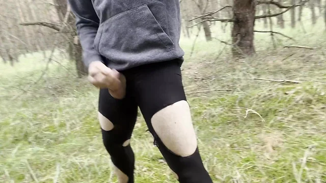 Nude teen boy walks in nature for gay daddy big dick pantyhose flash cut pants