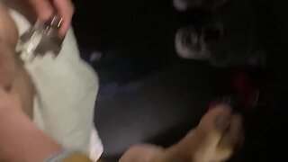 Man jerks my cock on cruising parking lot while i introduce myself with a dildo