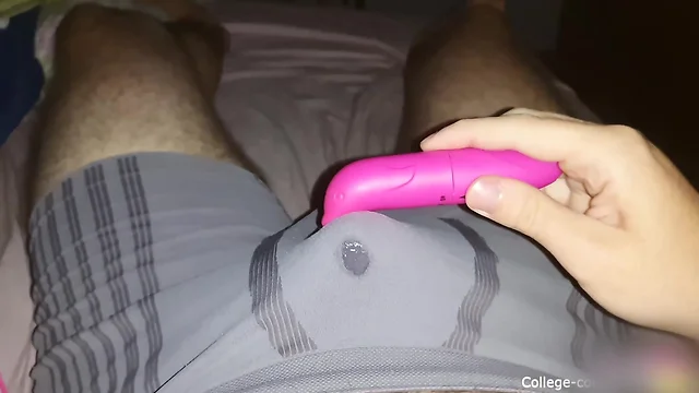 Double vibrator masturbation with underwear climax