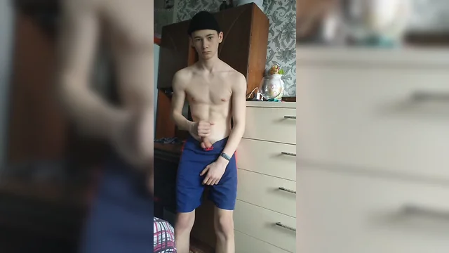 Amateur twink striptease: big dick jerking solo by teen twinks - the younger, the youngest!