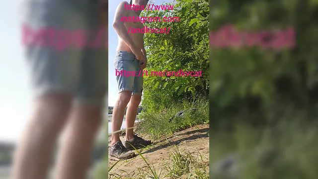 Sitting on a dildo on the river in public