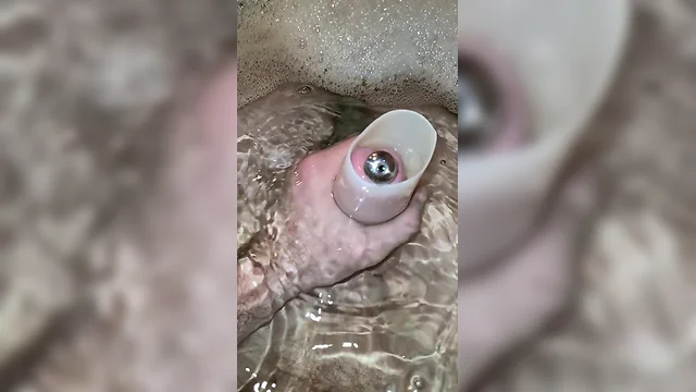 Slow motion bath toy cumshot