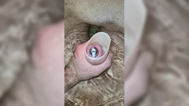 Slow motion bath toy cumshot