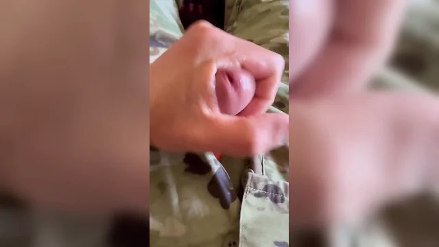 Hot load of soldier cum on army pants youngest loads