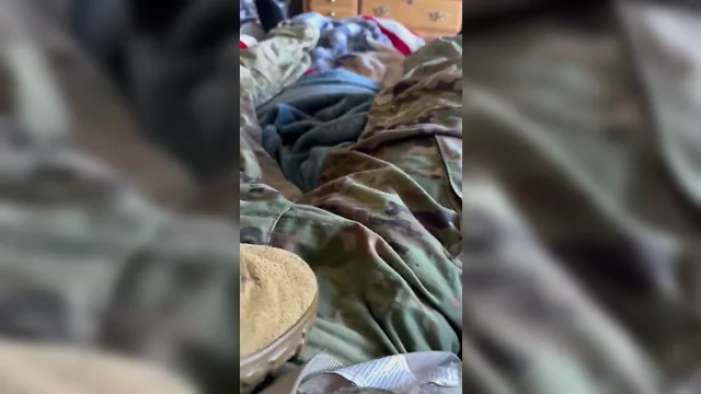 Asking younger solider: loads of creamy cum on his boot!