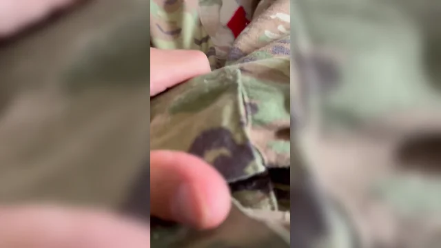 Youngest army soldier jerks off in uniform wearing black socks - shoots creamy load through undies