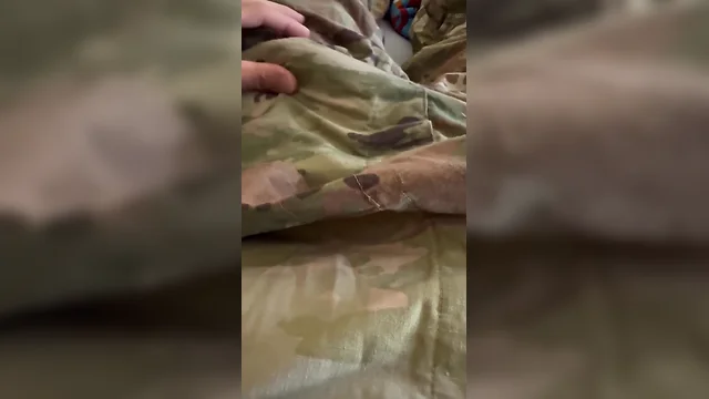 Youngest army soldier jerks off in uniform wearing black socks - shoots creamy load through undies