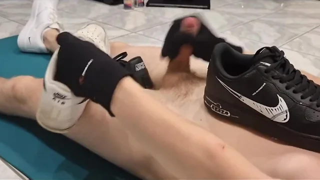 Youngest guy gets nice cock stuck in sneakers younger youngest