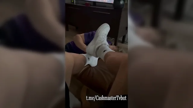 Submissive twink worships german doms sneakers in bdsm foot play footfetish bdsm