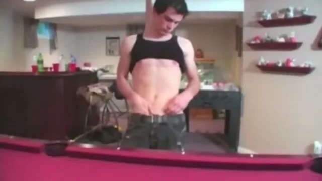 Twink on a table jerking off