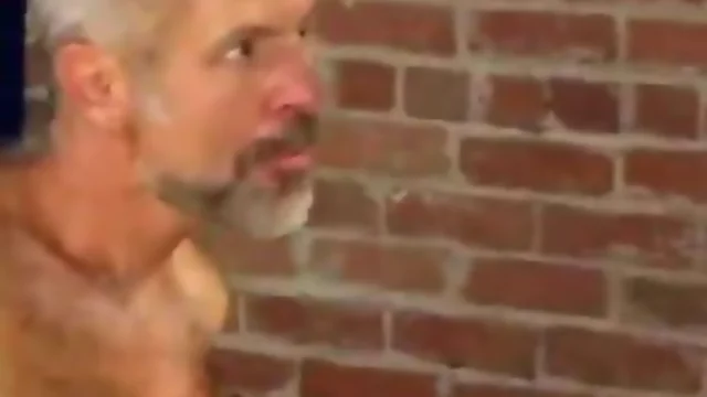 Bearded mature man knocks off an bum ardently