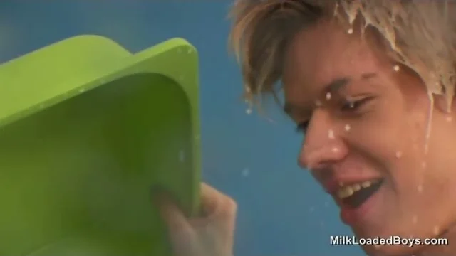 Facial and milk poured on boy