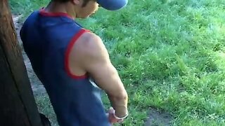 Gay oral sex outdoors with hotties