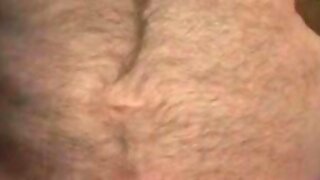 Pierced cock bear masturbates