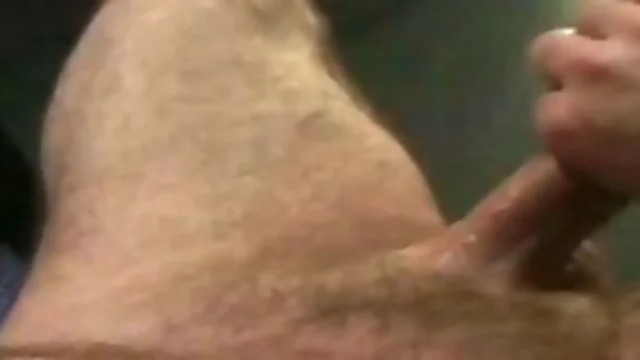 Pierced cock bear masturbates
