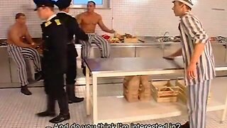 Horny prisoners and cops fuck in the cell