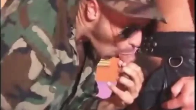 Military man and leather daddy fuck