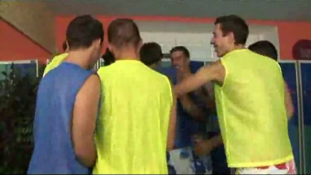 Soccer boys orgy in locker room