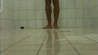 Teen Boy wanking in a Public Shower