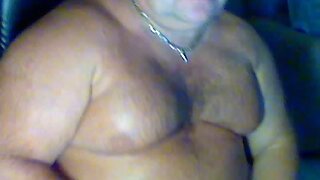 Big fat gay bear masturbates on webcam