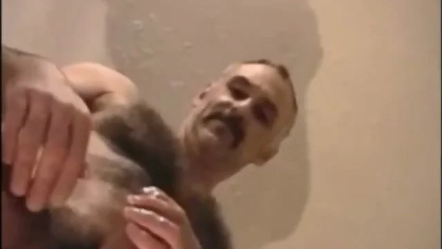 Sucking and eating cum of hairy moustache daddy